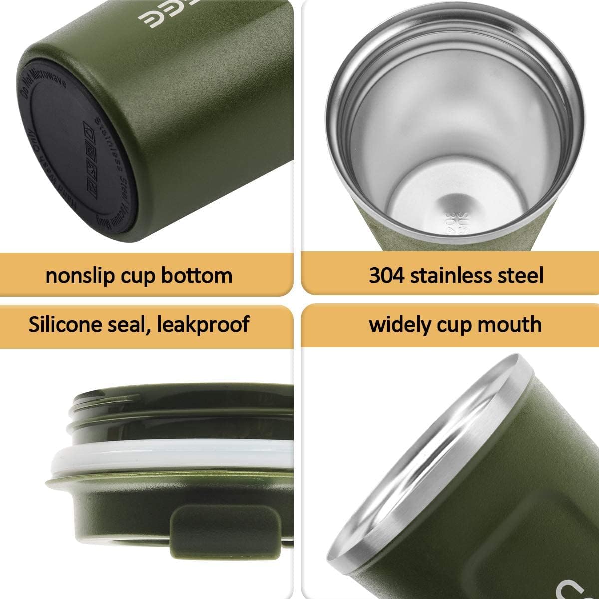 12 oz Stainless Steel Vacuum Insulated Mug - Spill-Proof Coffee Travel Mug with Lid