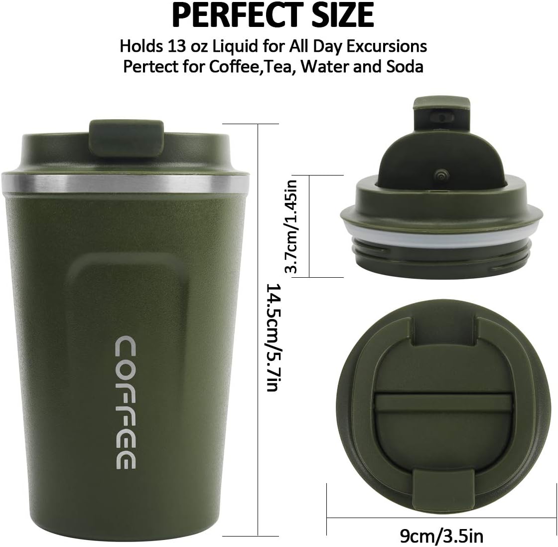 12 oz Stainless Steel Vacuum Insulated Mug - Spill-Proof Coffee Travel Mug with Lid