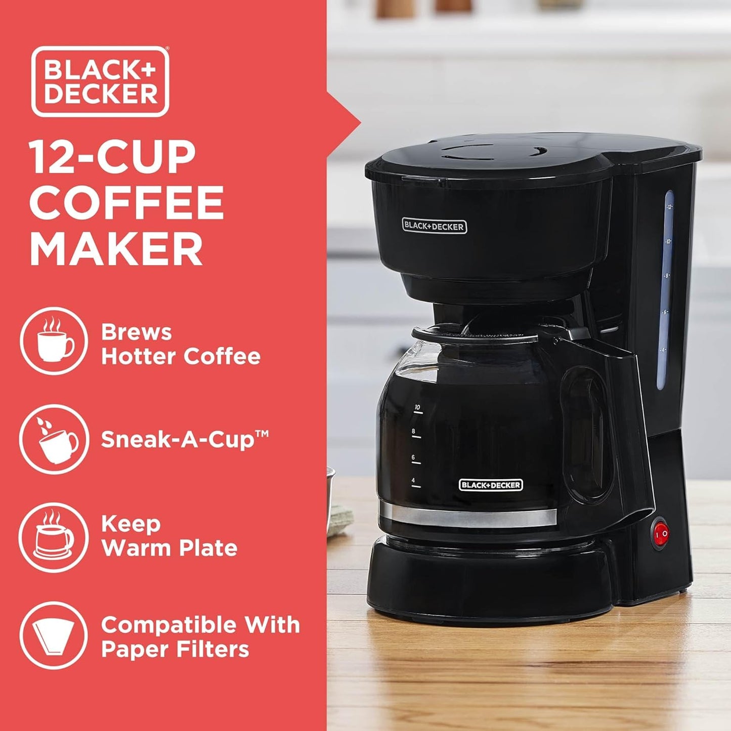 BLACK+DECKER 12-Cup Coffee Maker, Black