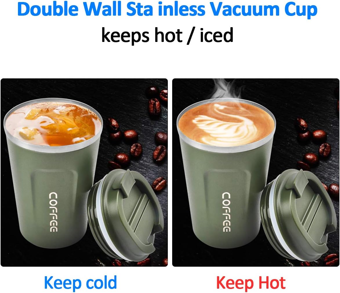 12 oz Stainless Steel Vacuum Insulated Mug - Spill-Proof Coffee Travel Mug with Lid