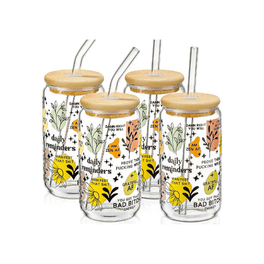 DWTS DANWEITESI Tumblers with Lids and Straws, 4-Piece, 16-Ounce Drinking Tumbler Set