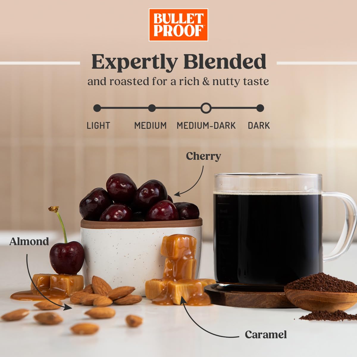 Bulletproof Mentalist Medium Dark Roast Whole Bean Coffee, 12 oz