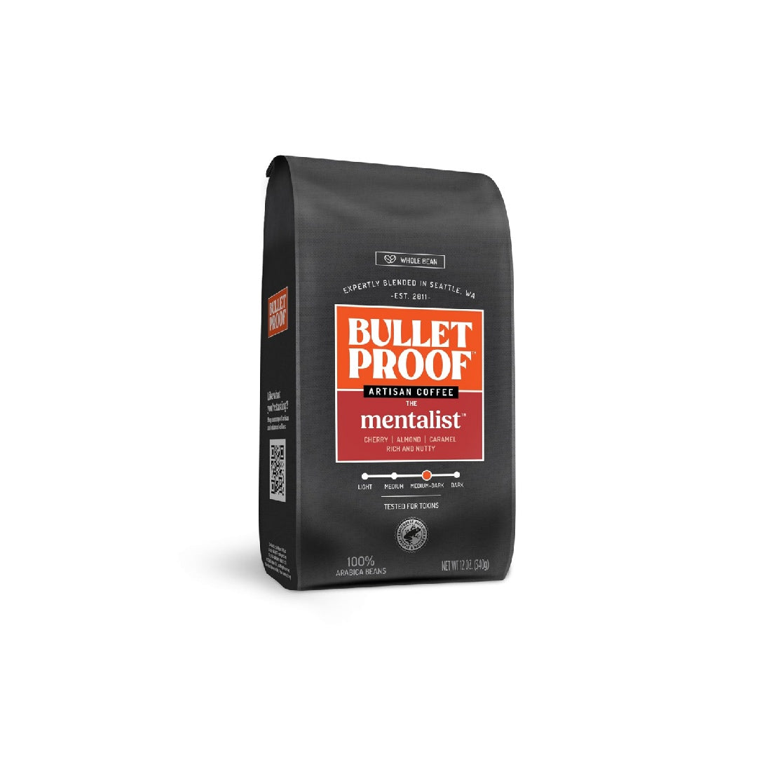 Bulletproof Mentalist Medium Dark Roast Whole Bean Coffee, 12 oz
